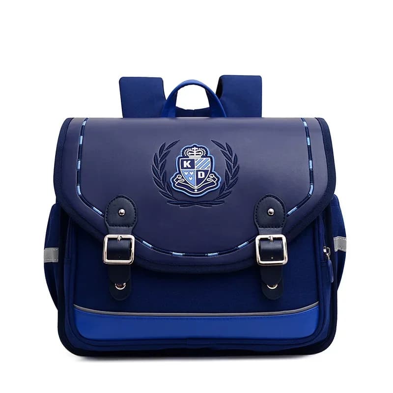 Schooltas Kinderen Blauw Met Klassiek Embleem