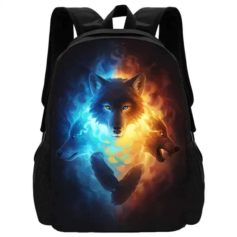 Rugzak met Wolf en Vlammen Design