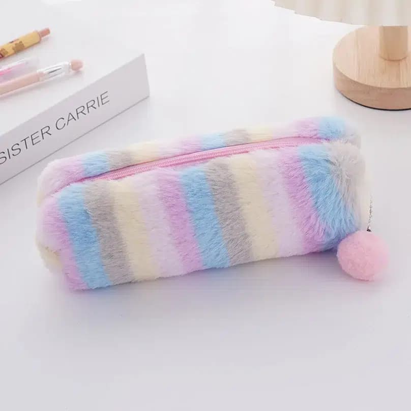 Kawaii Etui Pluche Pastel met Pompon