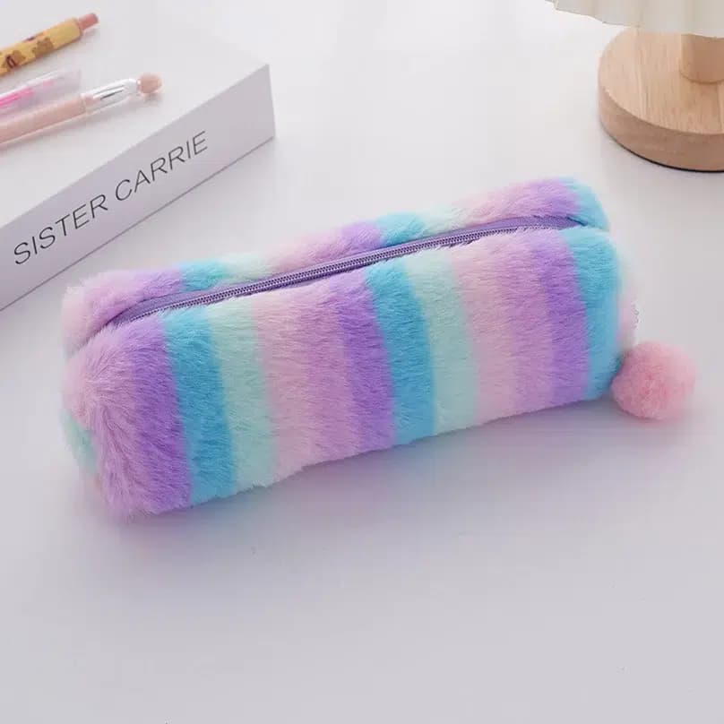 Kawaii Pennenetui Pastelkleuren Met Pompon