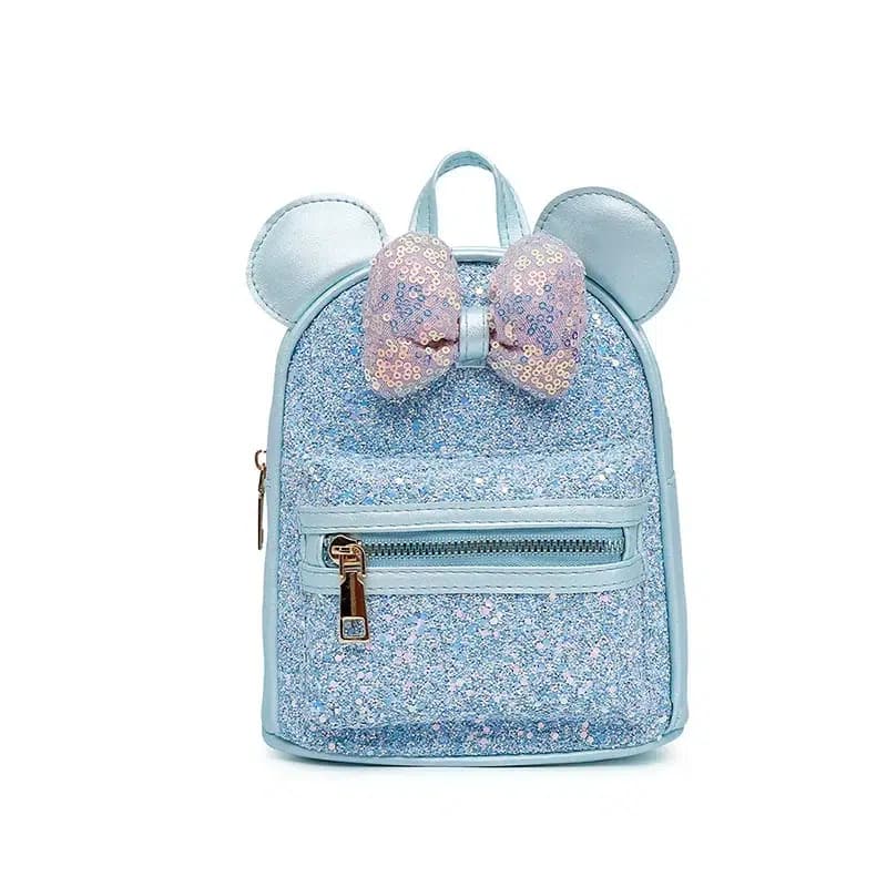 Minnie Mouse Rugzak met Glitters en Strik (Model: Blauw)