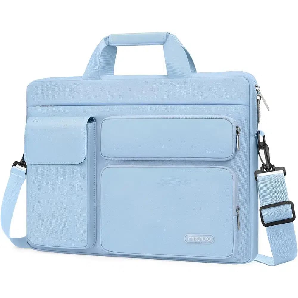 Laptoptas met Schouderriem en Voorvakken (Model: Hemelsblauw, Maat: 43.18 cm)