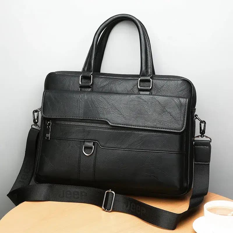 Elegante Leren Schoudertas voor Heren Bruin (Model: Zwart)