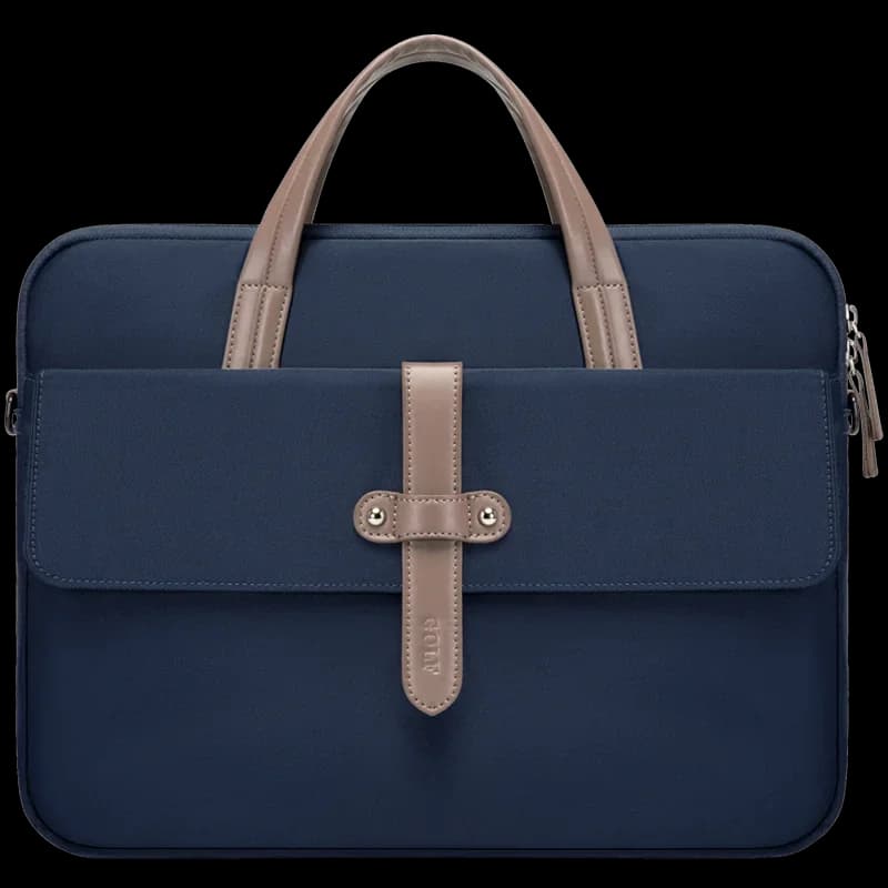 Elegante Blauwe Laptoptas met Taupe Accenten (Taille: 41x3x30cm)