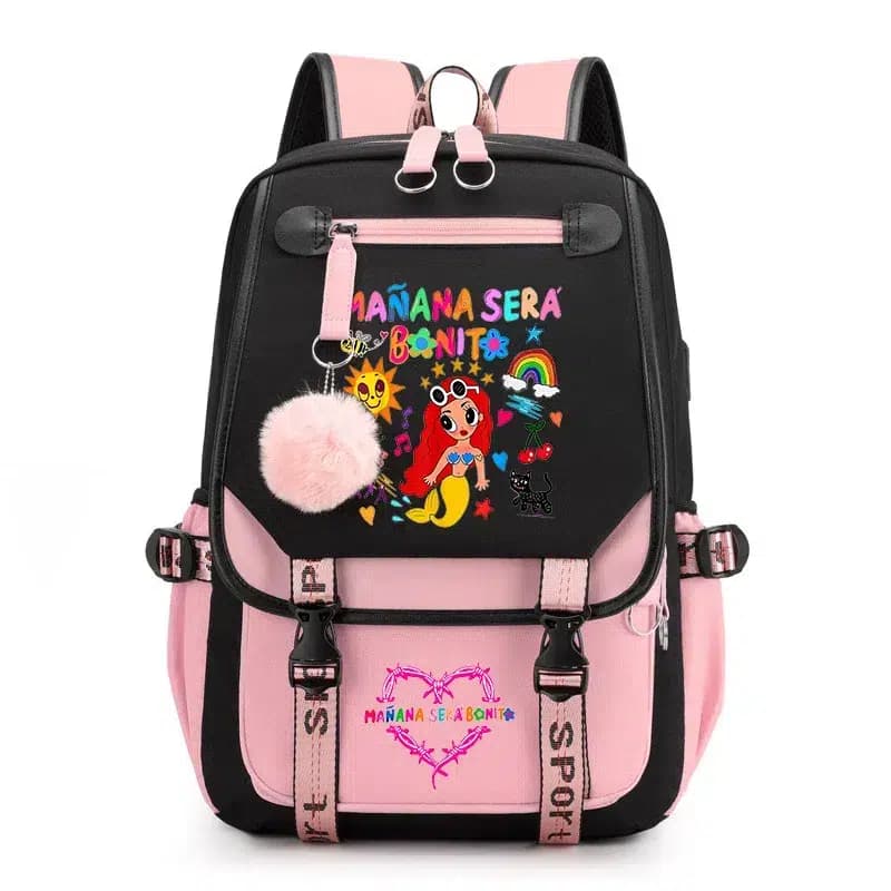 Kinder Rugzak met Zeemeermin Illustratie (Model: Roze)