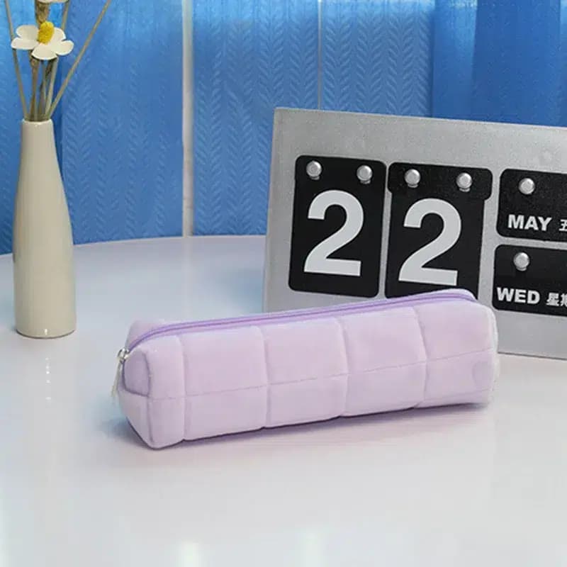 Pastelkleurige Rechthoekige Matelassé Pen Etui