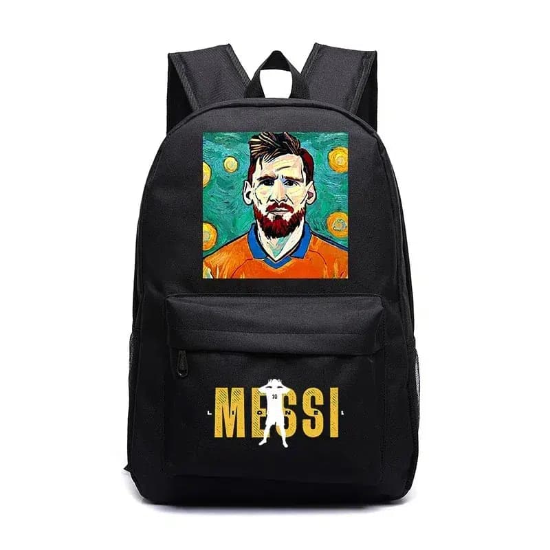 Zwarte Rugzak Messi Design Kunst en Sport