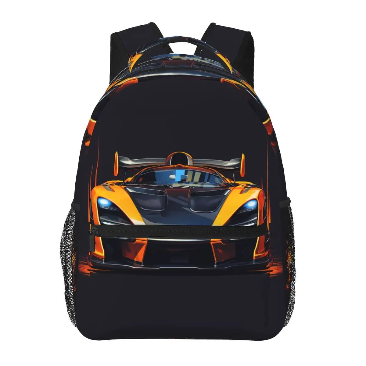 Kinder Rugzak Auto Design Zwart Oranje