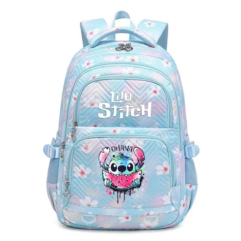 Stitch Kinderrugzak Blauw Pastel Met Bloemen