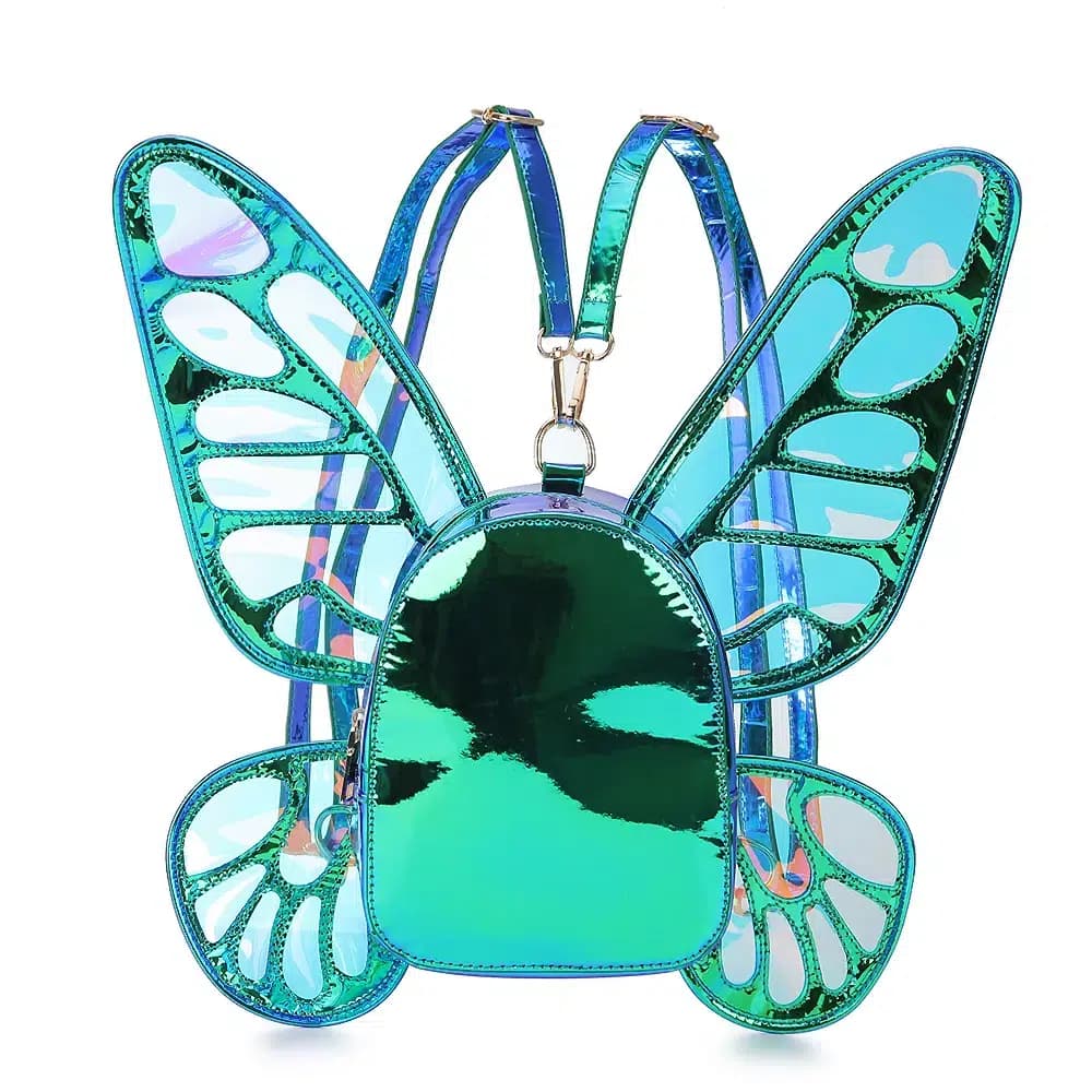 Iridescente Vlinder Rugzak met Vleugels (Model: Groen)