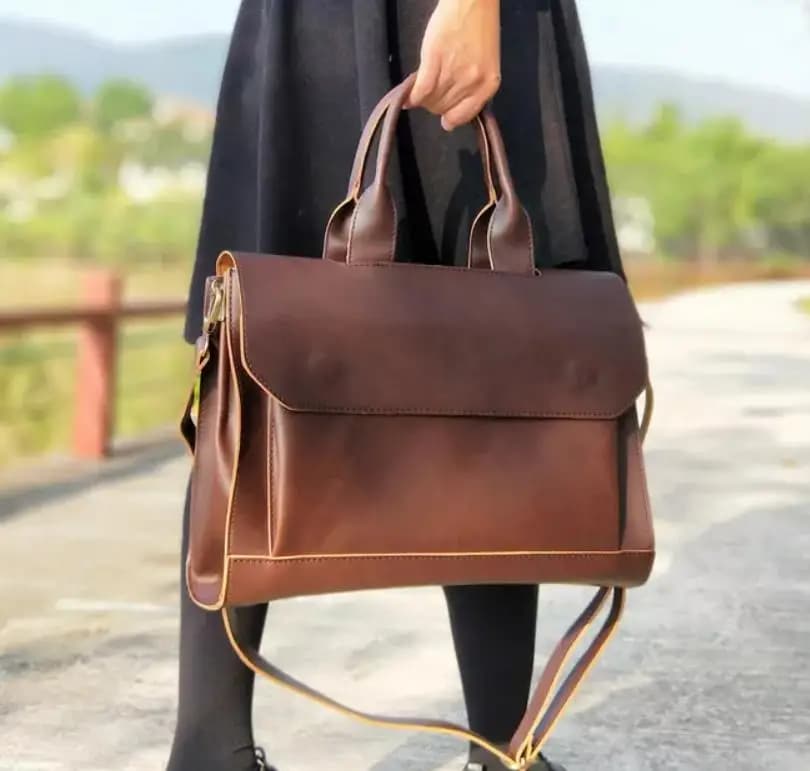 Bruine leren tas met klassieke uitstraling (Model: Bruin)