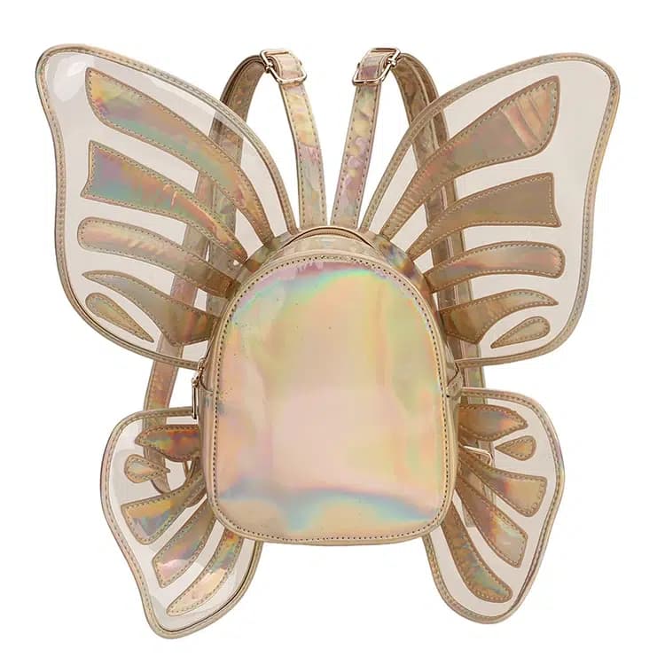 Iridescente Vlinder Rugzak met Vleugels (Model: Goud)