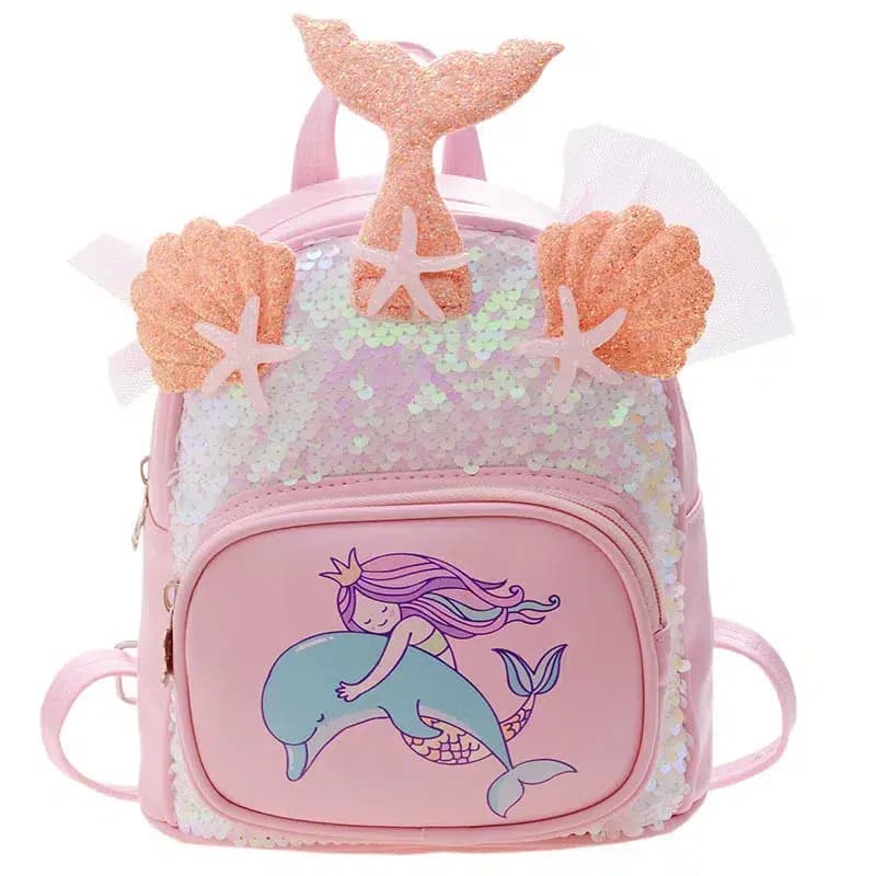 Kinderrugzak met Zeemeerminnenontwerp en Pailletten (Model: Roze)