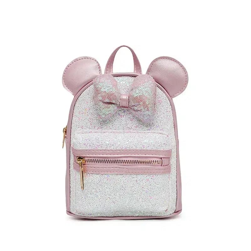 Minnie Mouse Rugzak met Glitters en Strik (Model: Wit)
