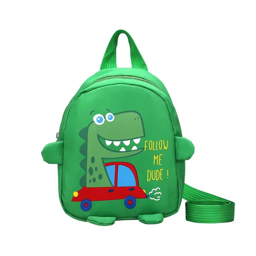 Kinder Rugzak Dinosaurus 3D Met Auto (Model: Groen)