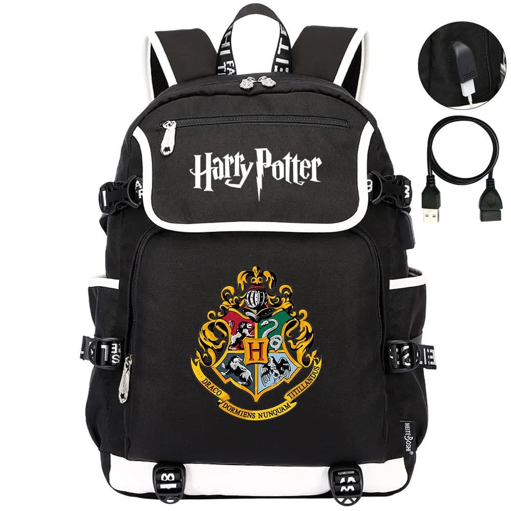 Harry Potter Rugzak Zwart Met USB Poort