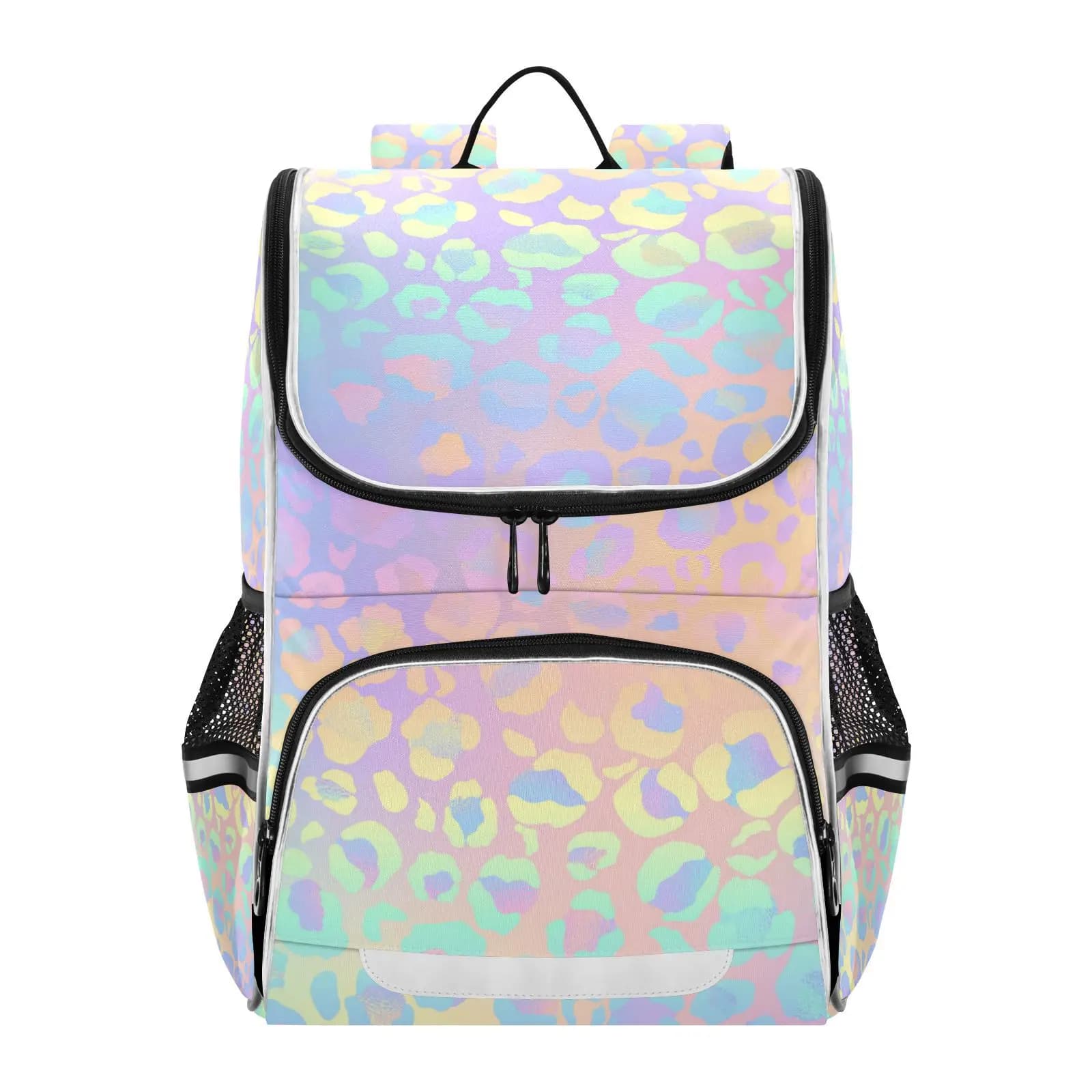 Lichtroze Rugzak met Pastel Luipaardprint