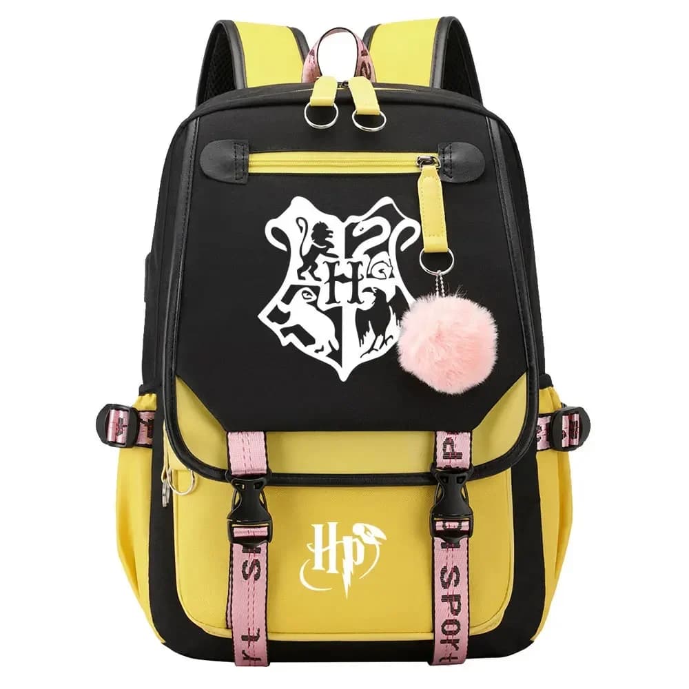 Harry Potter Rugzak Zwart Geel Met Pompon