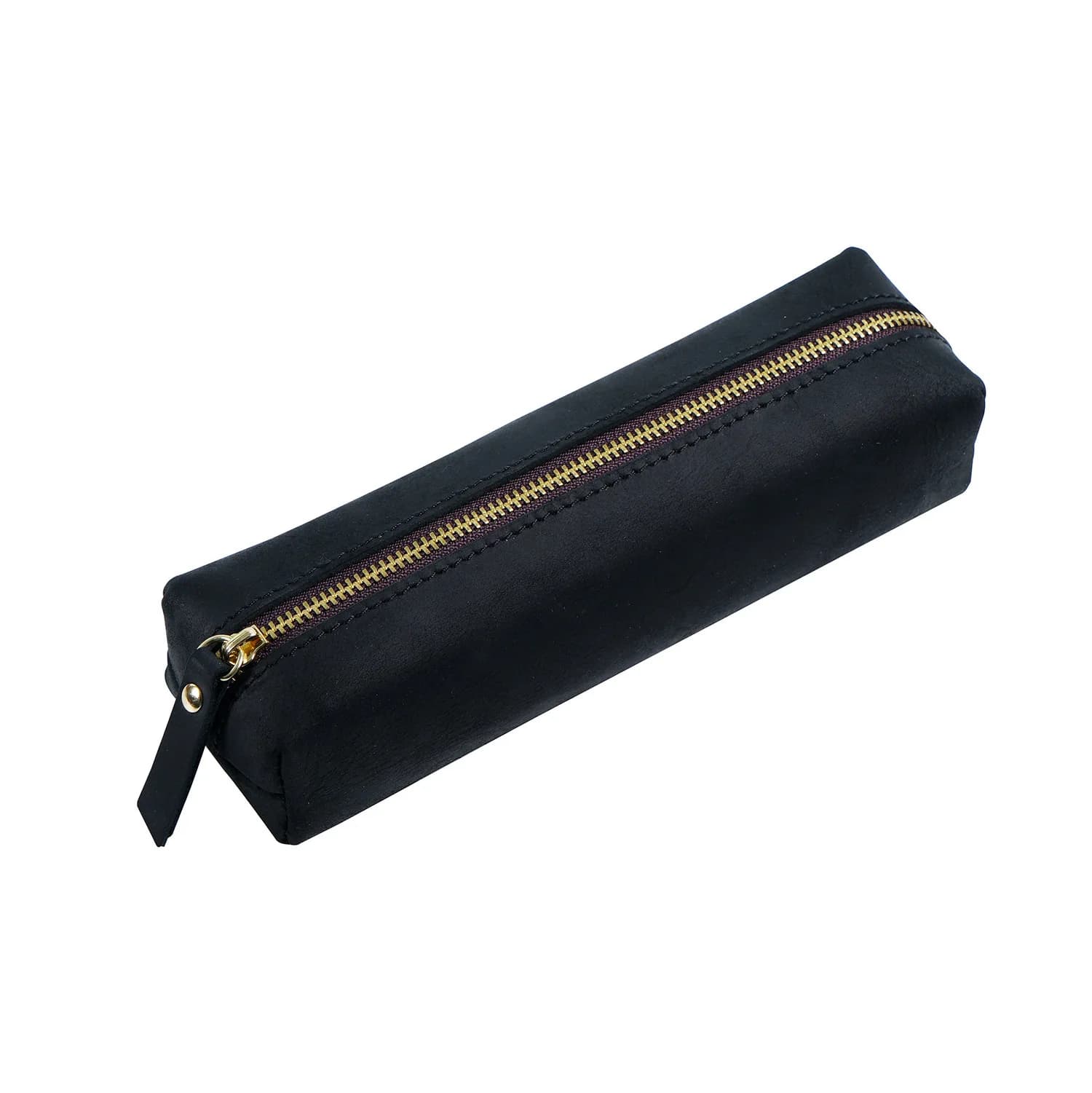 Leren Etui Zwart met Gouden Rits