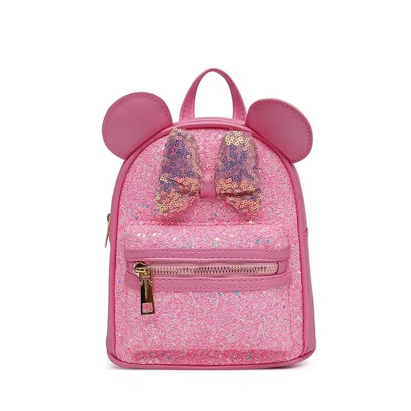 Minnie Mouse Rugzak met Glitters en Strik (Model: Roze)