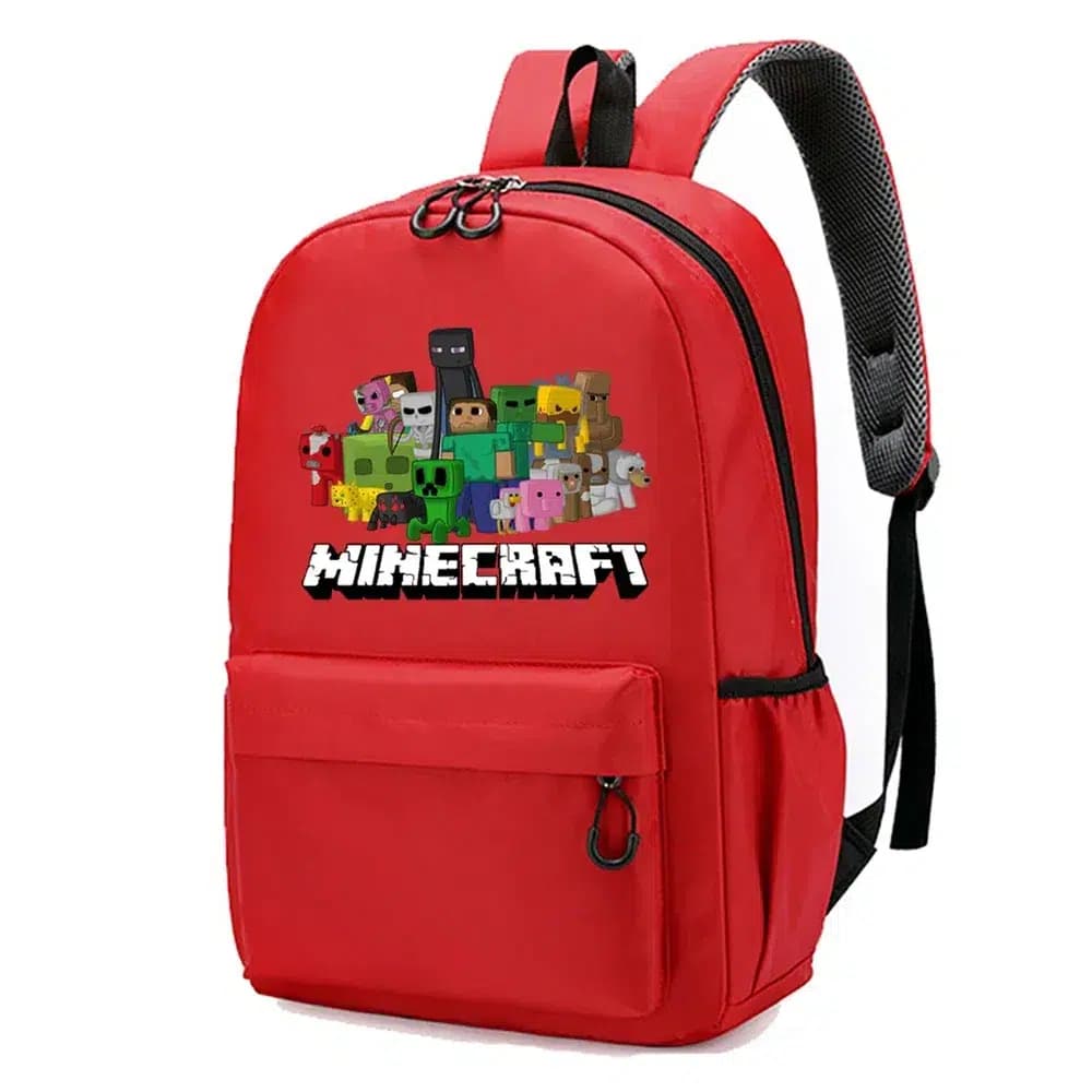 Minecraft Rugzak Rood Met Creeper en Steve