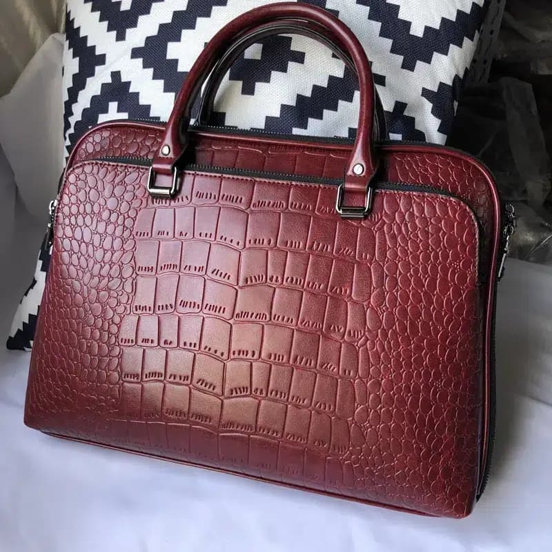 Bordeaux leren tas met krokodillenstructuur (Model: Bordeaux)