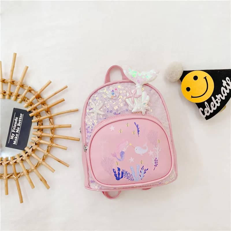 Kinderrugzak met Zeemeerminstaart en Pailletten (Model: Roze)