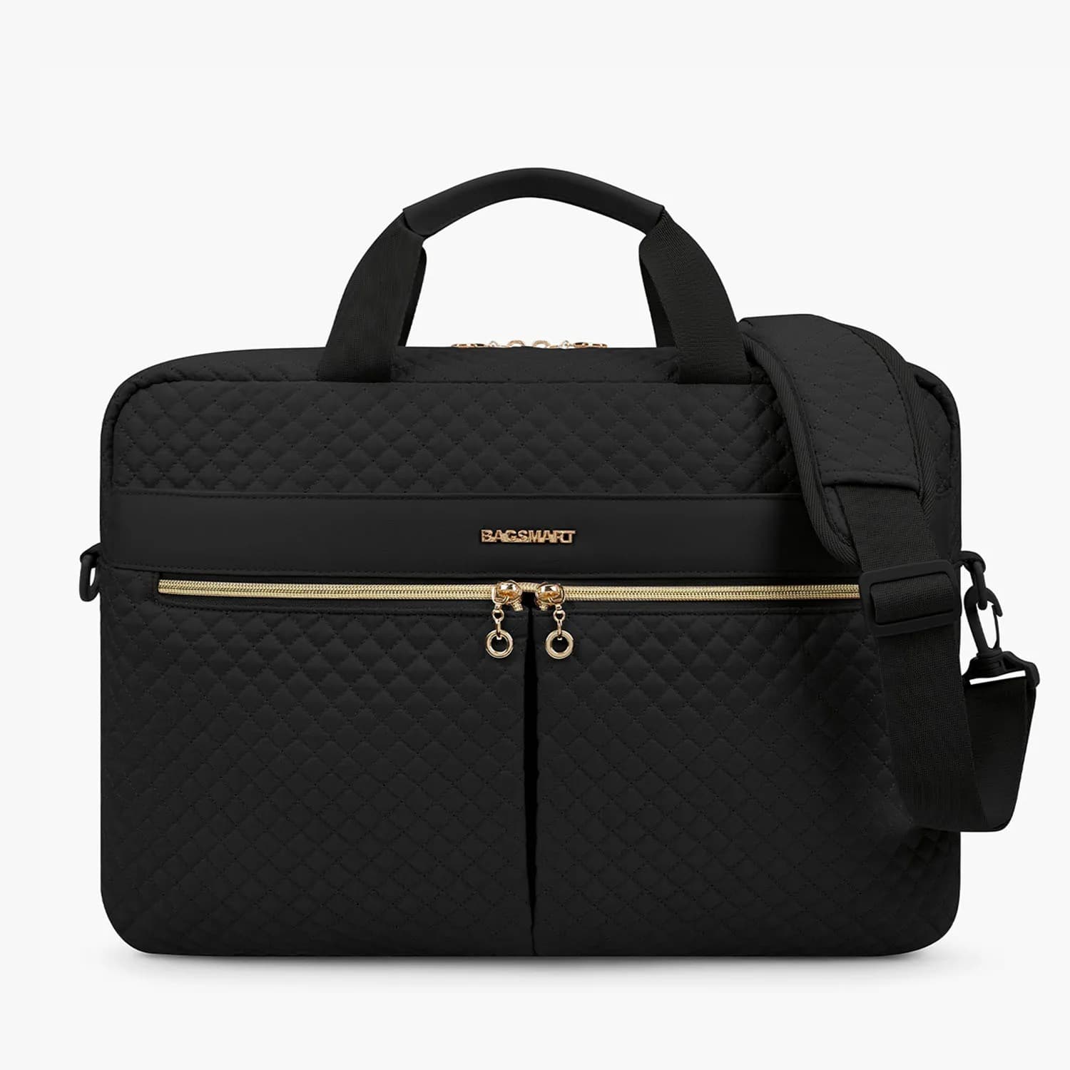Zwart Matelassé Handtas met Gouden Details