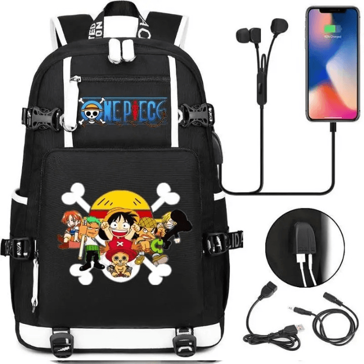 One Piece Rugzak Zwart met Personages