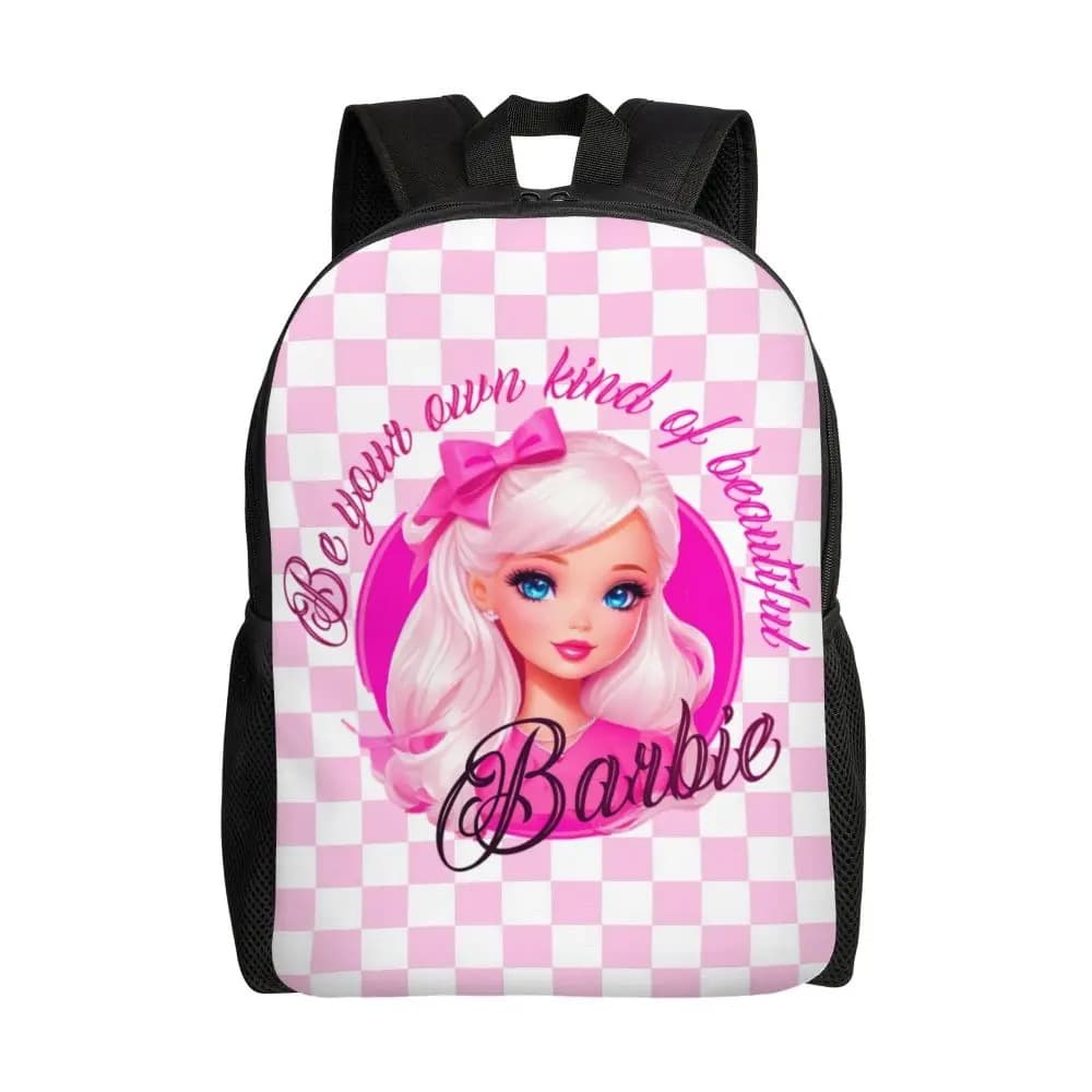 Barbie Rugzak Roze-Wit Met Ruitjespatroon