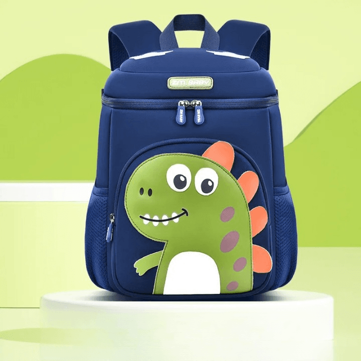 Kinderrugzak Dinosaurus Design Met Epines (Model: Donkerblauw / Groen)