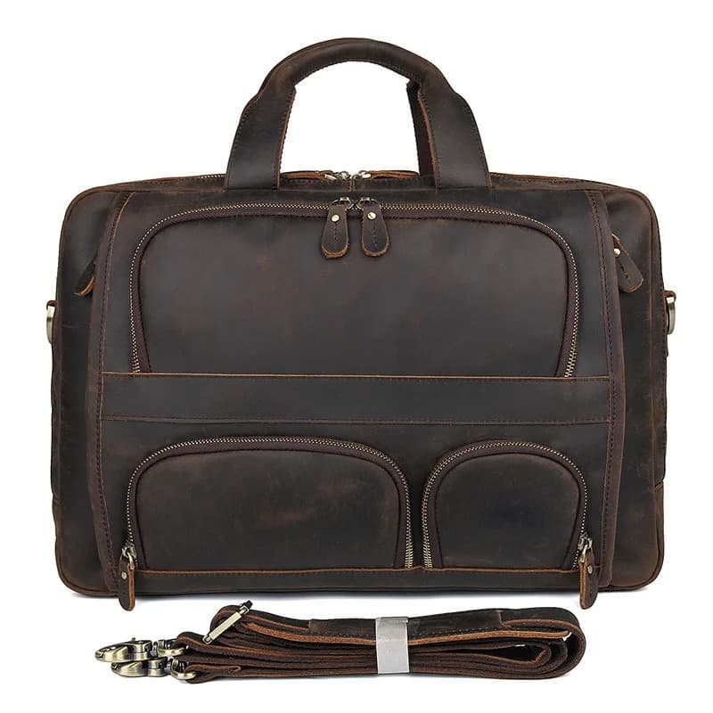 Bruin Leren Aktetas met Vintage Look