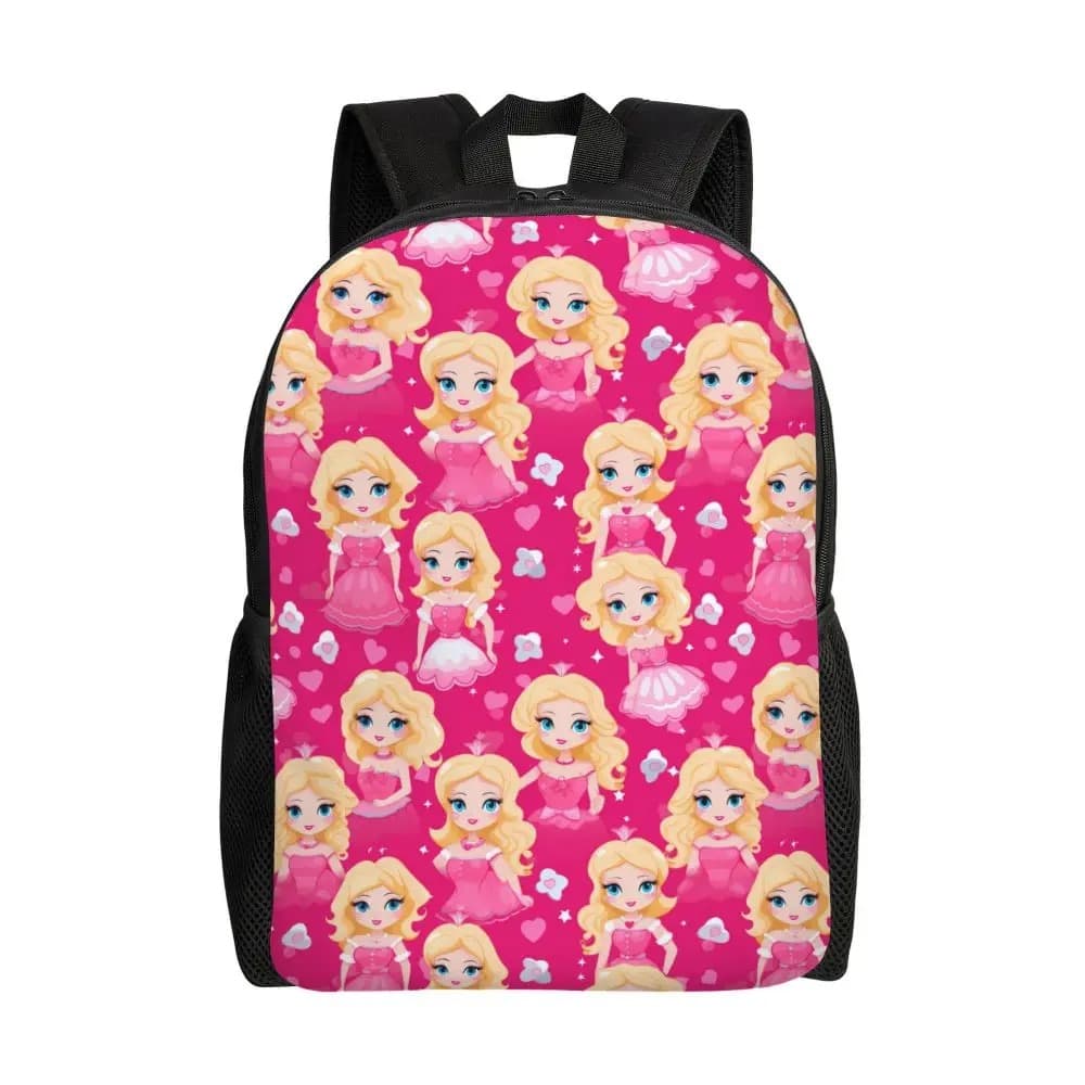 Roze Rugzak Meisjes Bloemen Hartjes Barbie Stijl