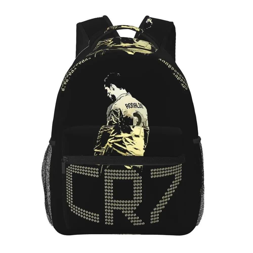 Zwarte Rugzak CR7 Goudaccenten Voetbaldesign