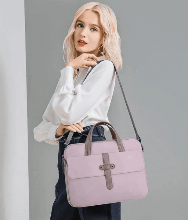 Lavendelkleurige Handtas met Leren Accenten