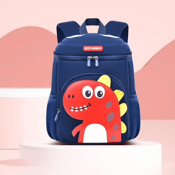 Kinderrugzak Dinosaurus Design Met Epines (Model: Donkerblauw / Rood)