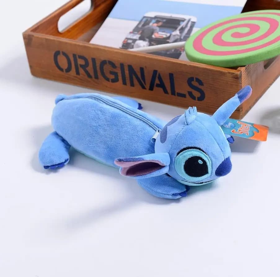 Stitch Etui Blauw Pluche met Oortjes