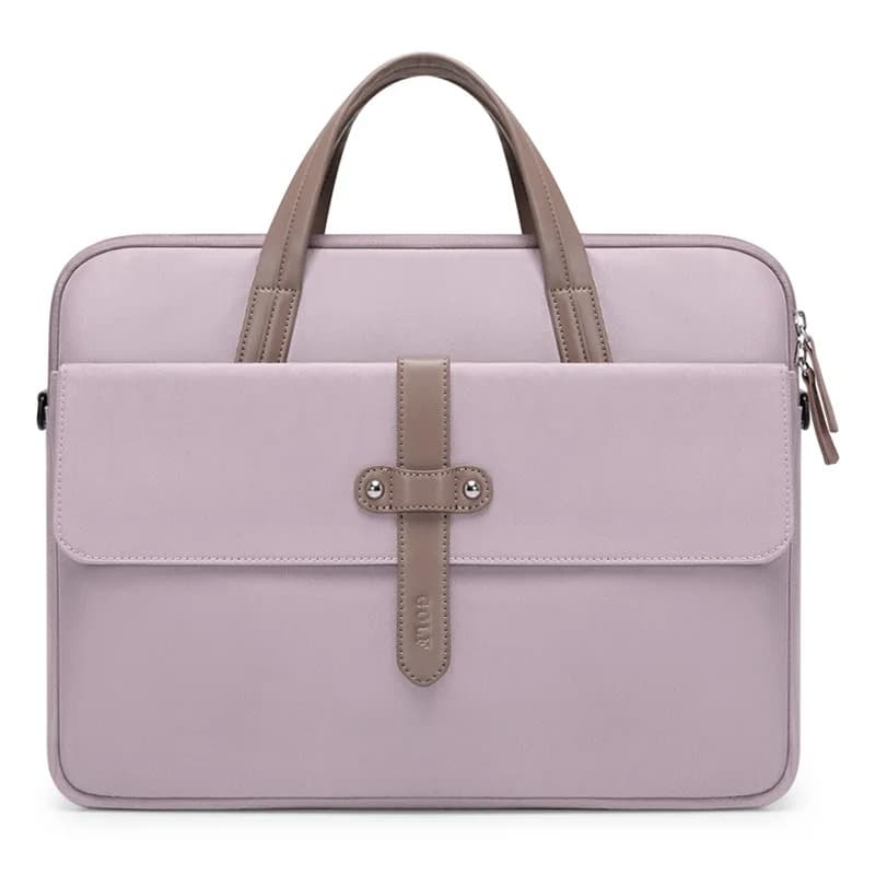 Lila Zakelijke Schoudertas met Leren Details