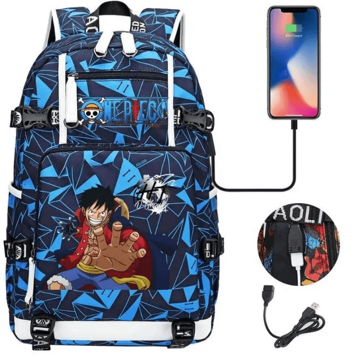 One Piece Rugzak Luffy Blauw USB-poort