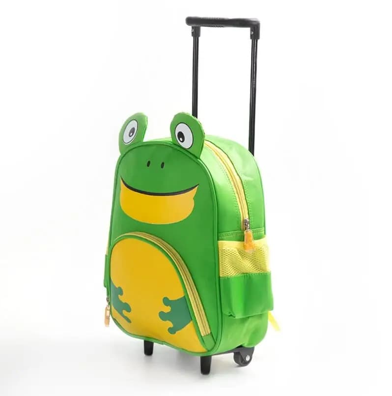 Groene Kinder Rugzak Met Kikkerontwerp Op Wielen