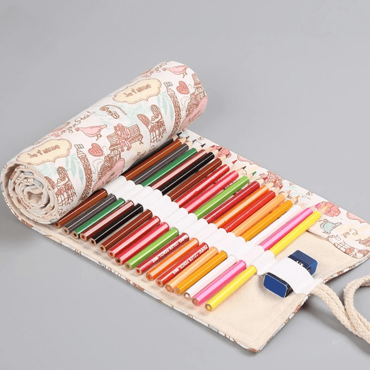 Paris stijl stoffen pennenrol etui