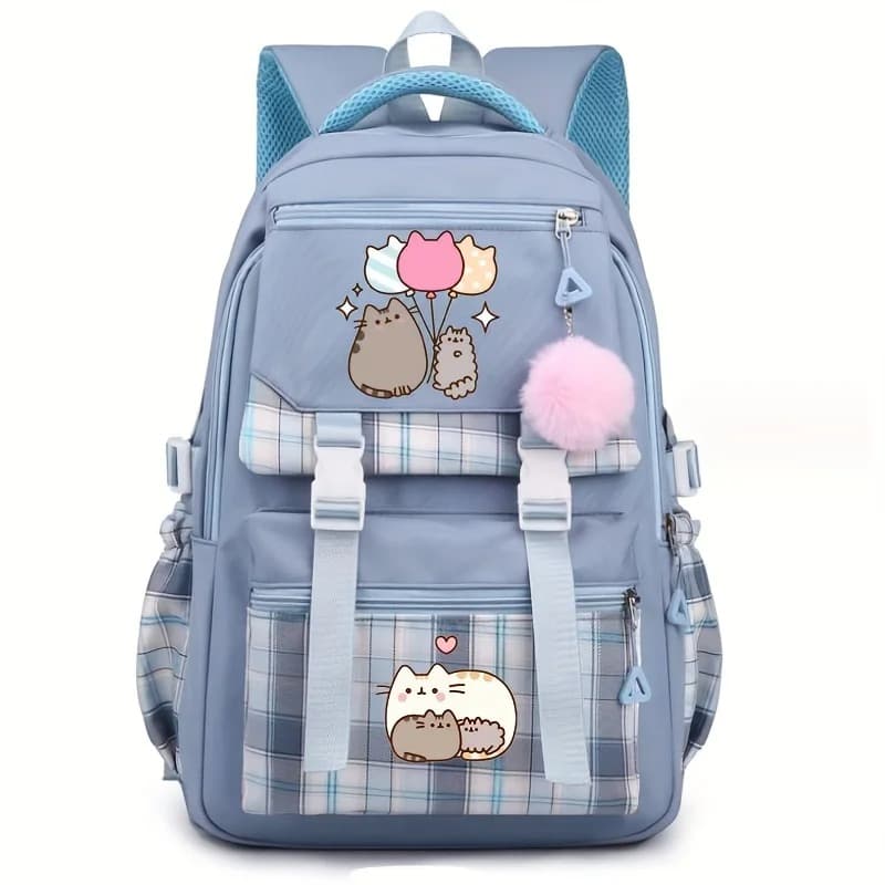 Blauw Kawaii Rugzak met Schattige Katten