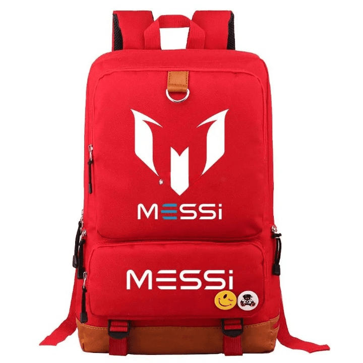 Rode Messi Rugzak met Leren Details