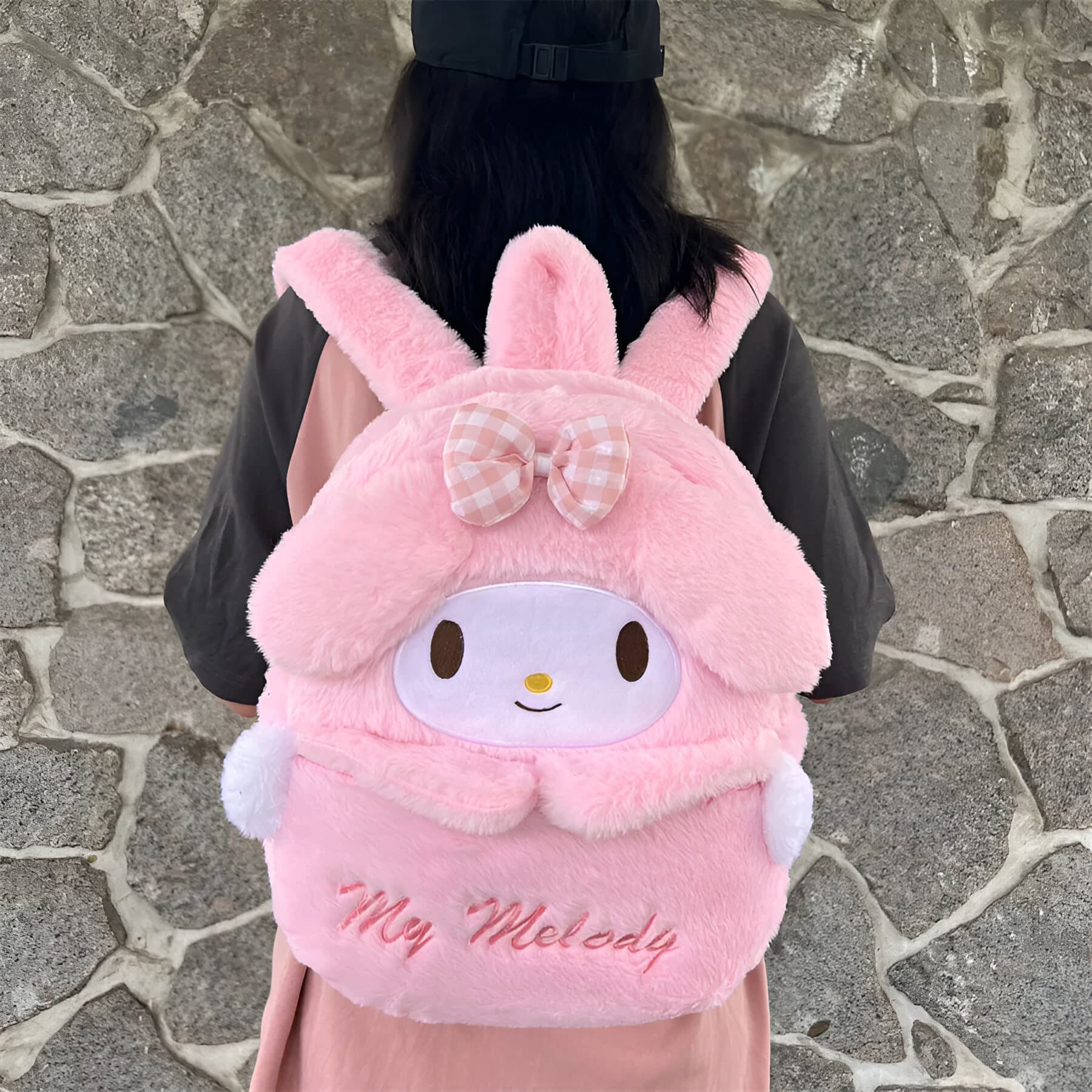 Kuromi Rugzak Pluche Grijs of Zwart (Kleur: Wit)