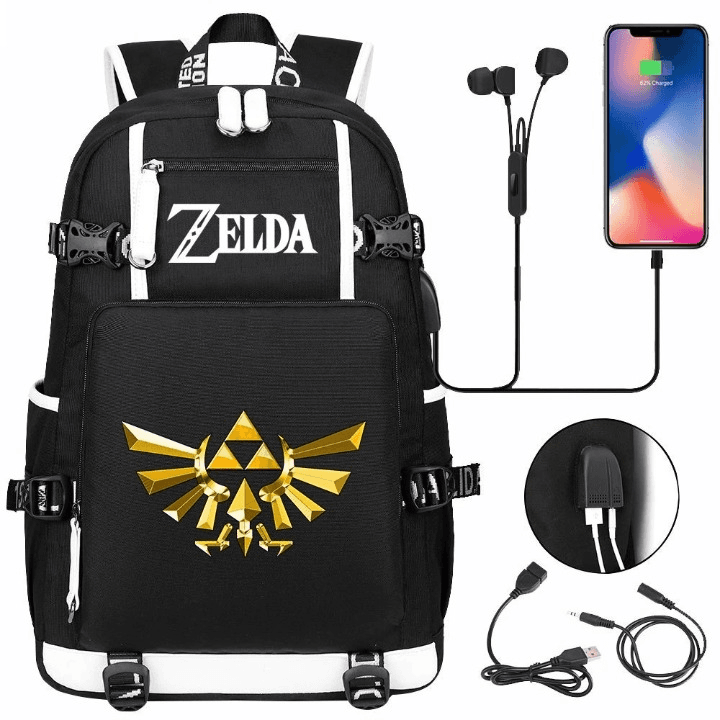 Zwarte Zelda Rugzak met Triforce Logo