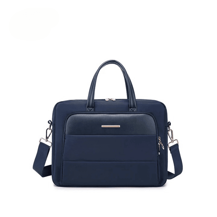 Donkerblauwe laptoptas met gouden details