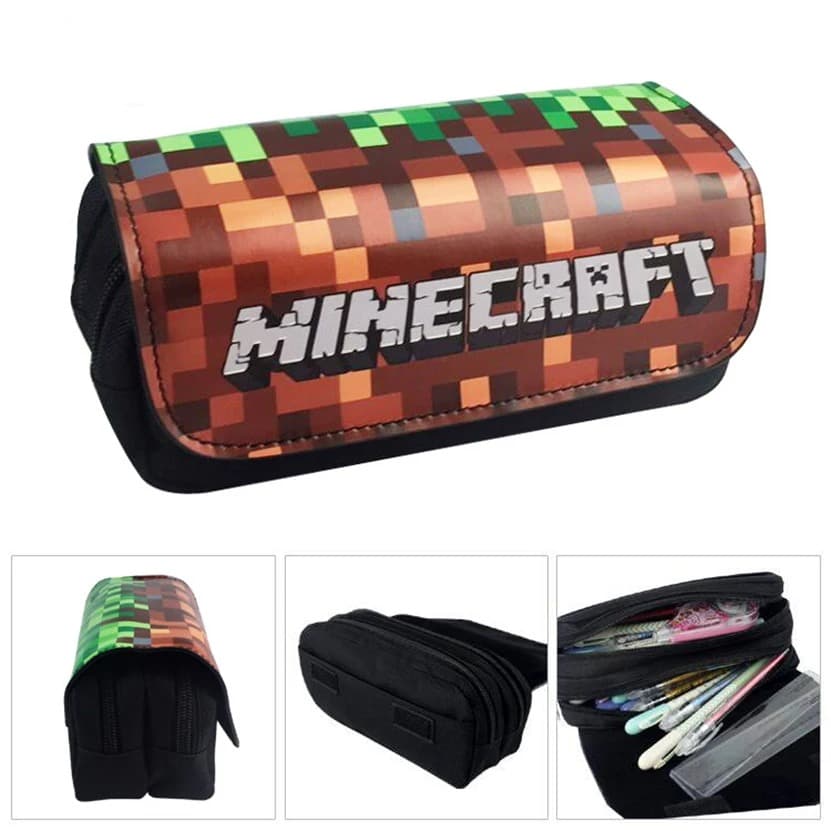 Minecraft Etui Pixel Design Groen Bruin