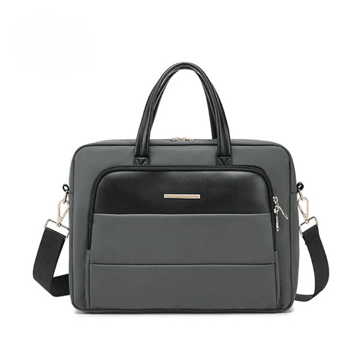 Grijze Schoudertas met Zwarte Details