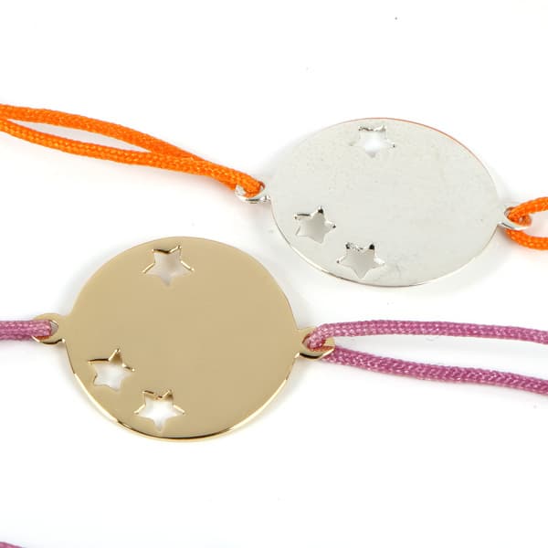 BRACELET  PLAQUE AJOURE ETOILES ENFANT