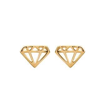 PUCES D'OREILLES DIAMANT 3D ARGENT OU PLAQUE OR